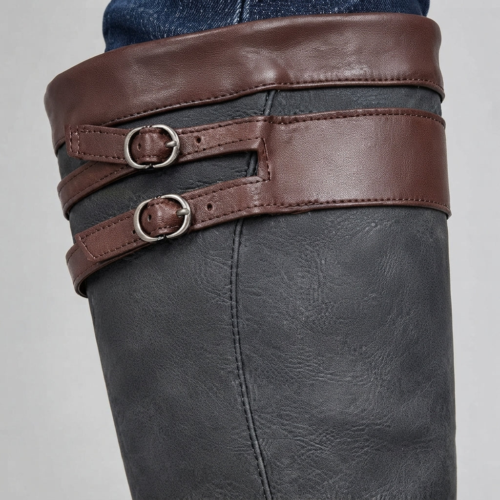 Women's Twin-Buckle Waterproof Country Boots with Cushioned Sole