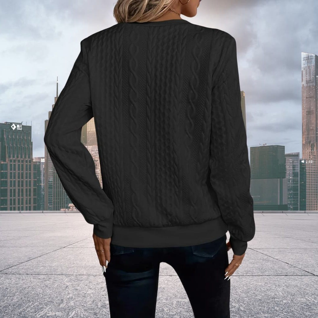 Women's Cable-Knit Zip-Up Cardigan with Crew Neck and Fitted Cut