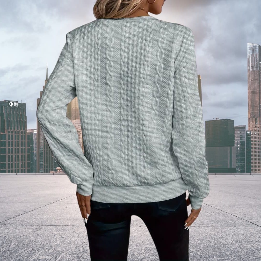 Women's Cable-Knit Zip-Up Cardigan with Crew Neck and Fitted Cut