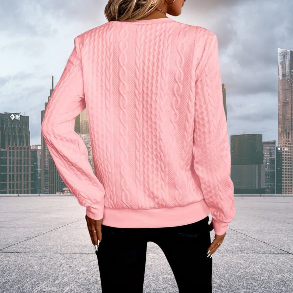 Women's Cable-Knit Zip-Up Cardigan with Crew Neck and Fitted Cut