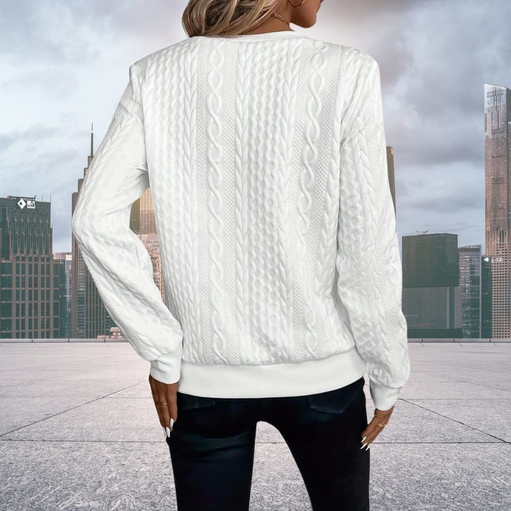Women's Cable-Knit Zip-Up Cardigan with Crew Neck and Fitted Cut