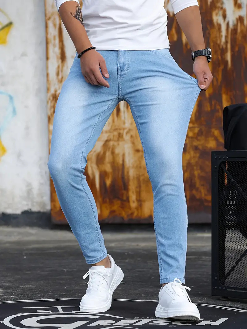 Men's Clean-Finish Slim Denim Jeans with Tapered Leg
