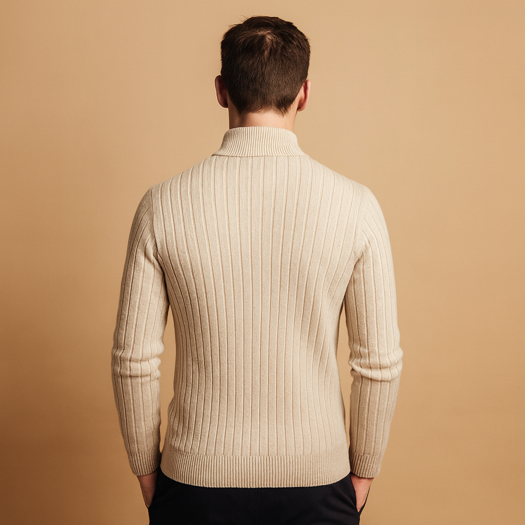 Men's Ribbed Half-Zip Sweater for Office Days and Dinners Out