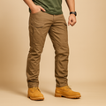 Men's Tactical Straight-Leg Cargo Pants with Utility Pockets - Brown