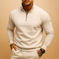Men's High-Neck Half-Zip Pullover Sweatshirt - White