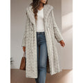 Women's Relaxed Plush Hooded Coat in a Longline Cut - Apricot