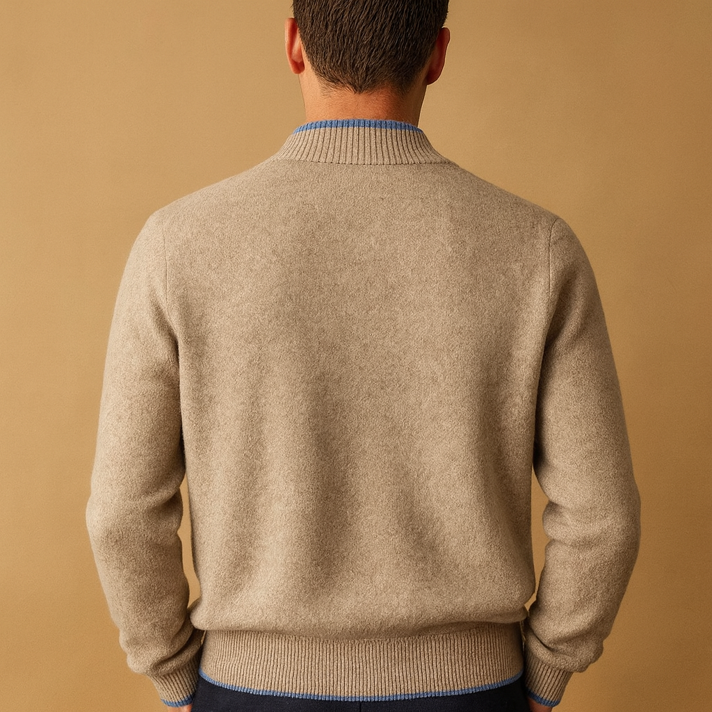 Men's Stand-Collar Zip-Up Knit Cardigan in a Regular Fit