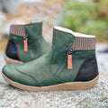 Women's Waterproof Leather Rain Booties with Grippy Sole - Green
