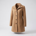 Women's Straight-Cut Wool-Style Button-Up Everyday Coat - Brown