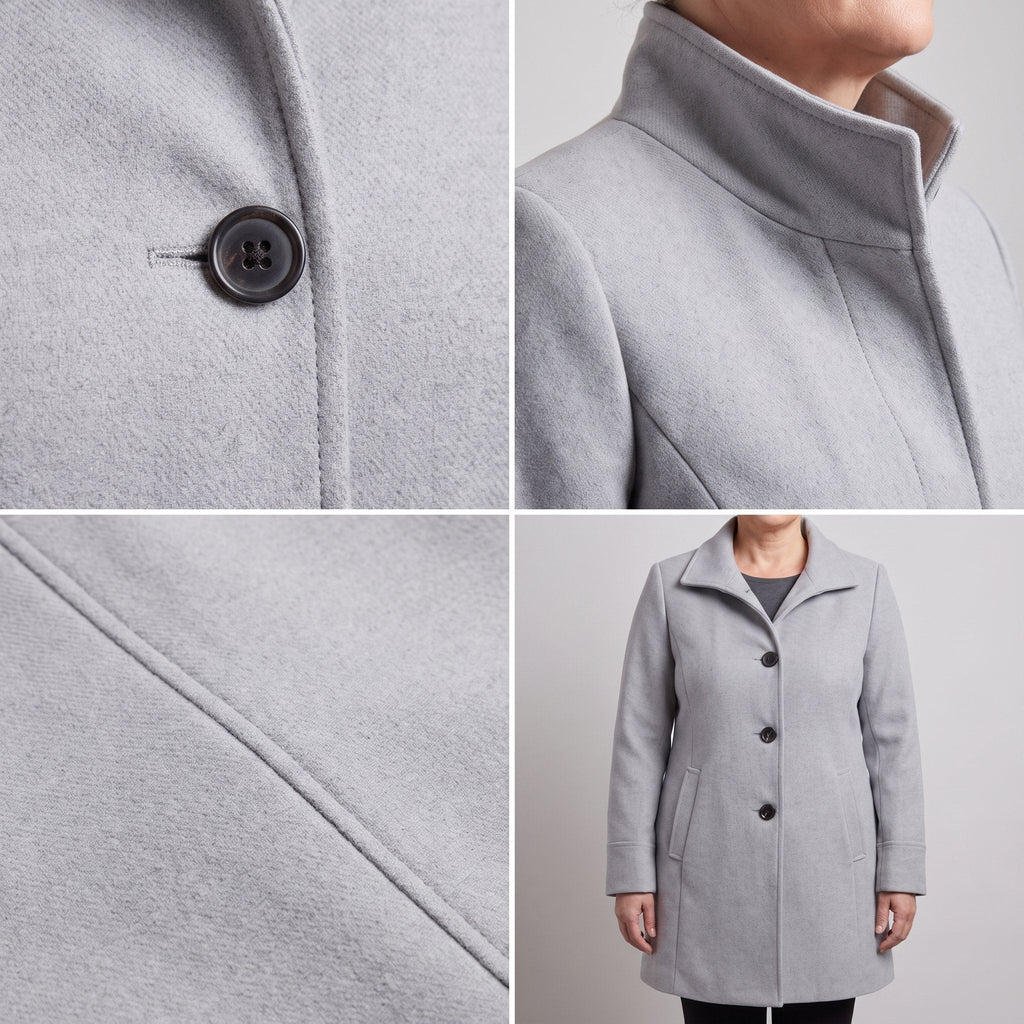 Women's Straight-Cut Wool-Style Button-Up Everyday Coat