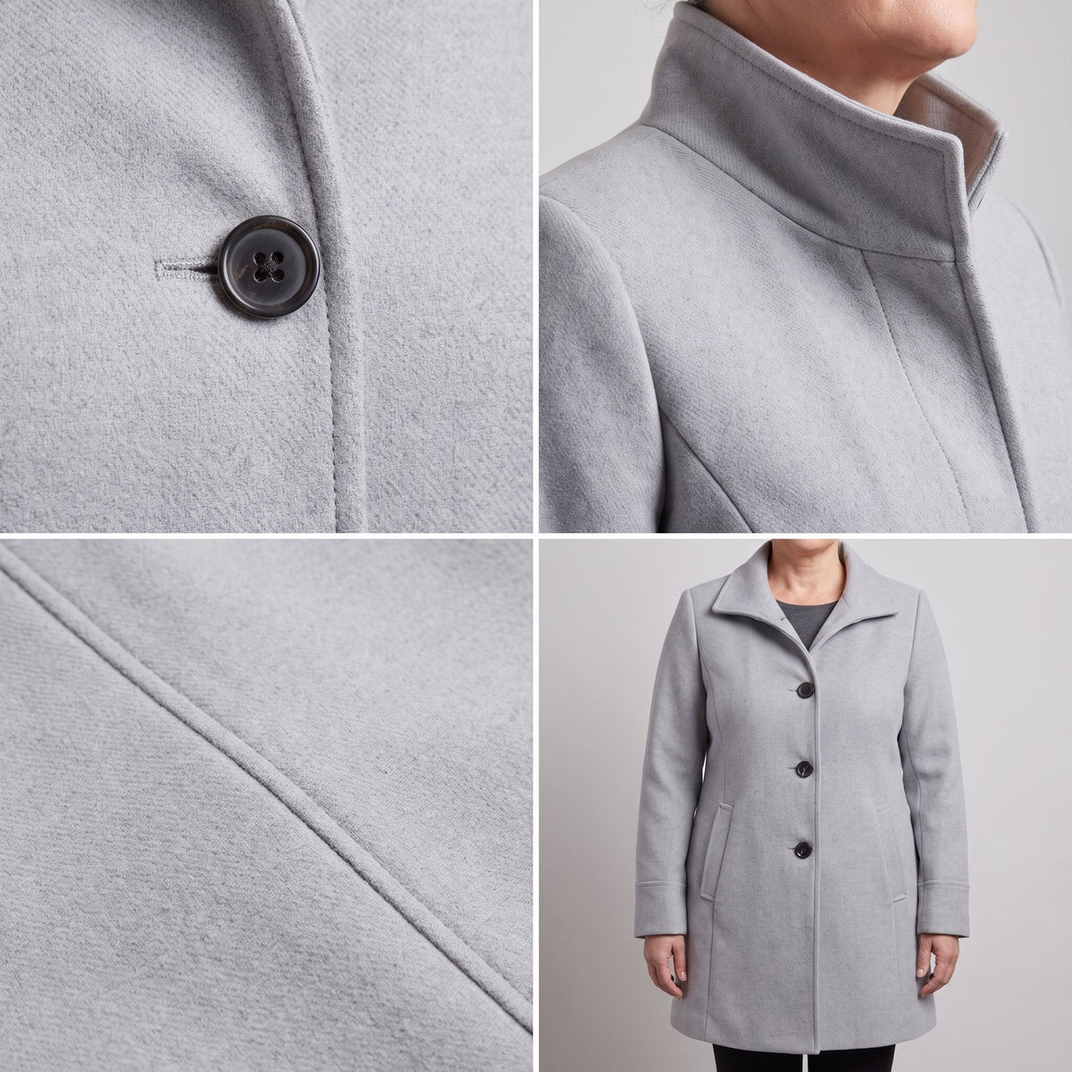 Women's Straight-Cut Wool-Style Button-Up Everyday Coat