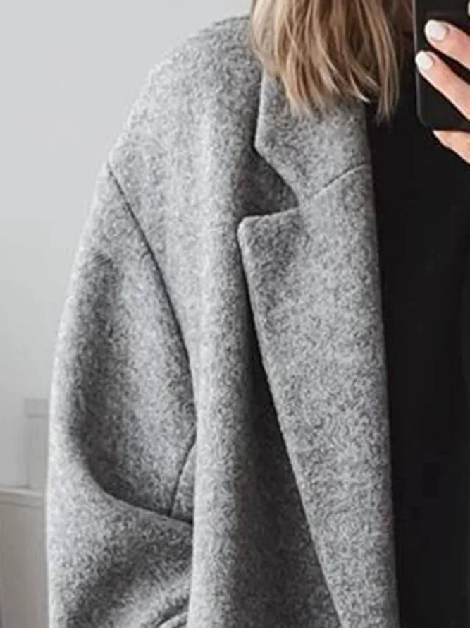 Women's Long Cotton-Style Overcoat with Relaxed Tailoring