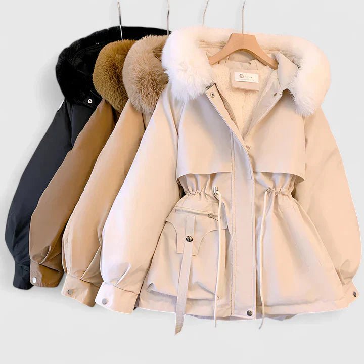 Women's Cinched-Waist Padded Jacket with Wind-Resistant Shell