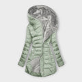 Women's Quilted Winter Puffer Coat with Plush Lined Hood - Light Green
