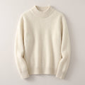 Women's Soft Mock Neck Sweater for Office and Weekend Layering - Cream
