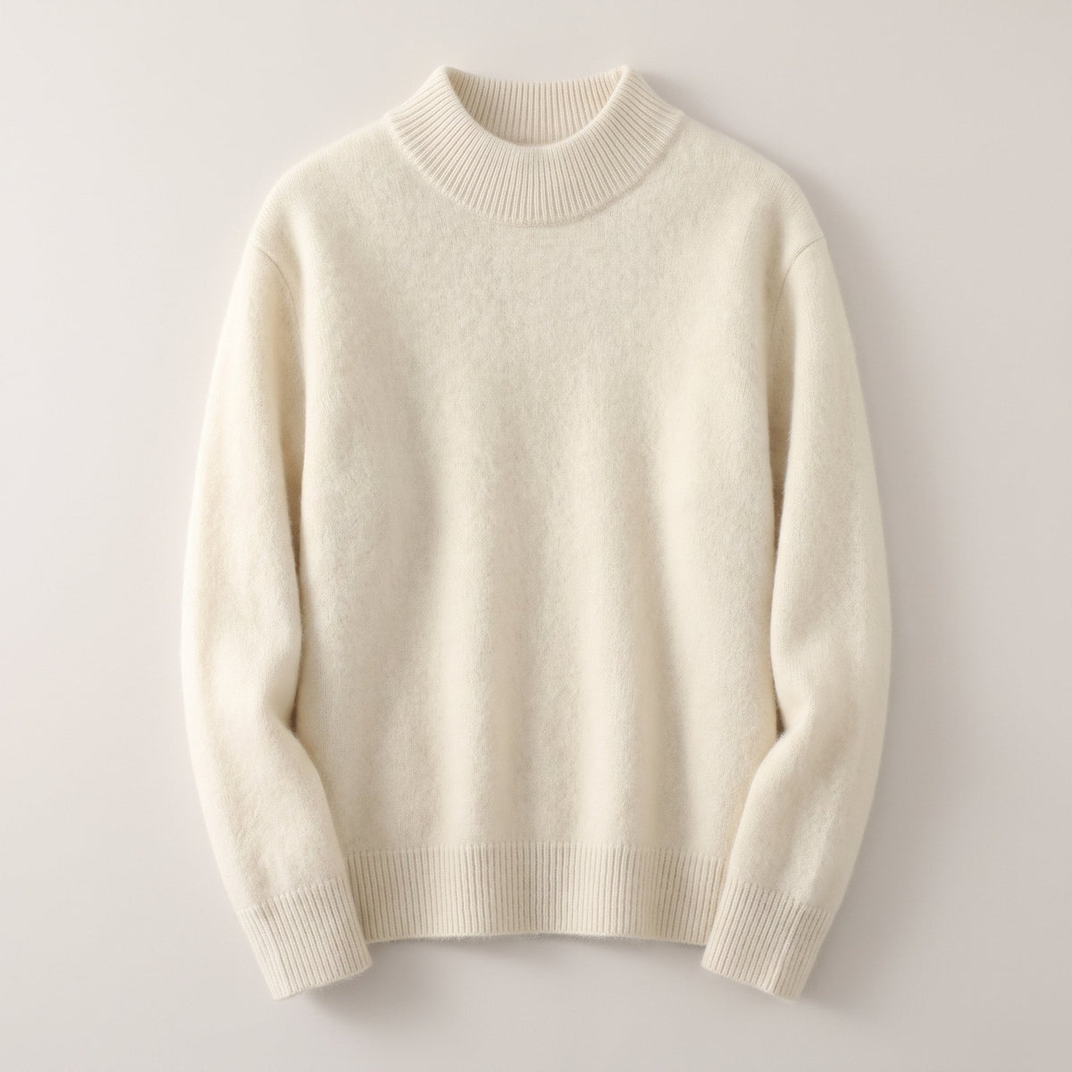 Women's Soft Mock Neck Sweater for Office and Weekend Layering - Cream