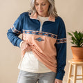 Women's Half-Zip Aztec Print Sweater in a Relaxed Fit - Yellow