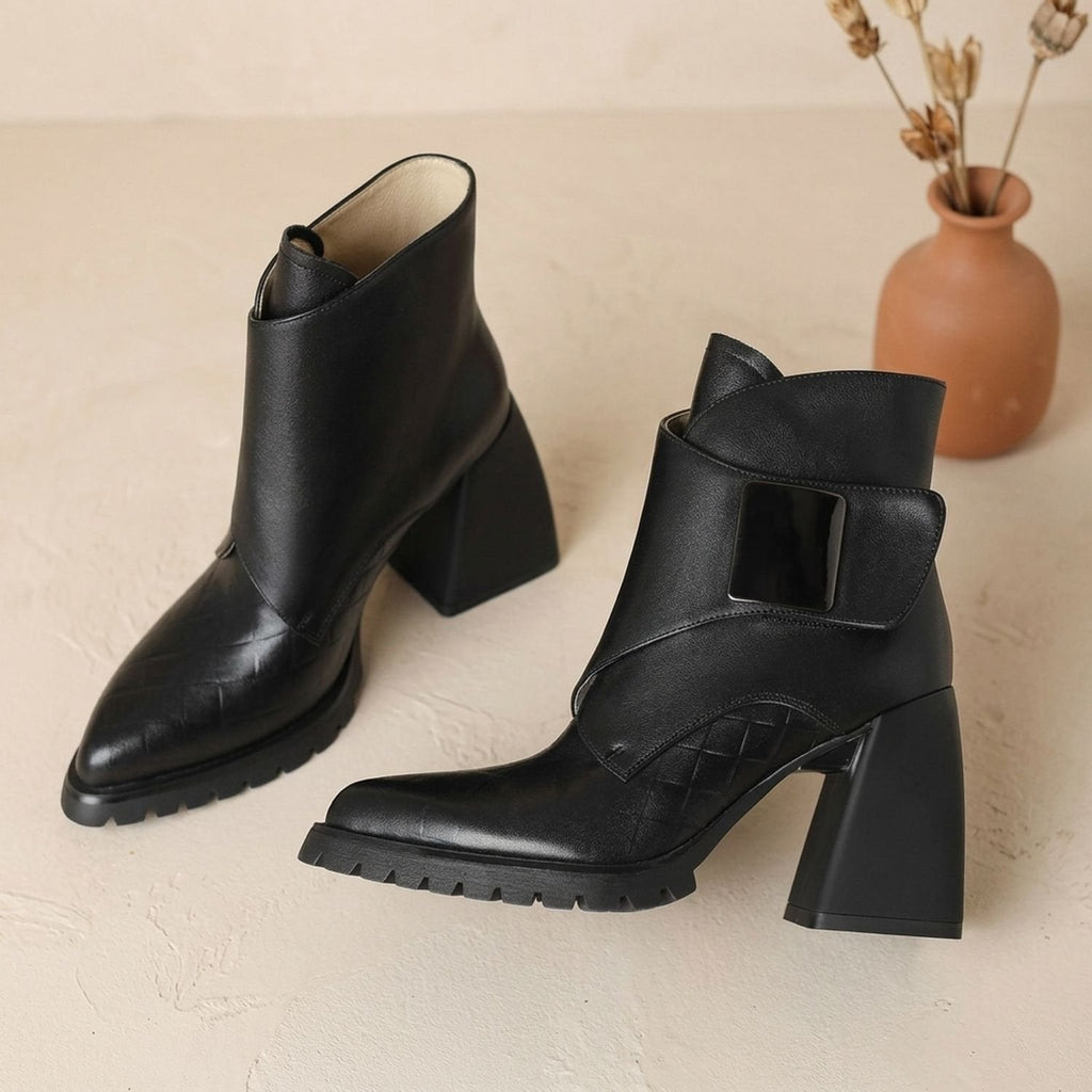 Women's Arch Support Lug Sole Chelsea Booties with Buckle Accent