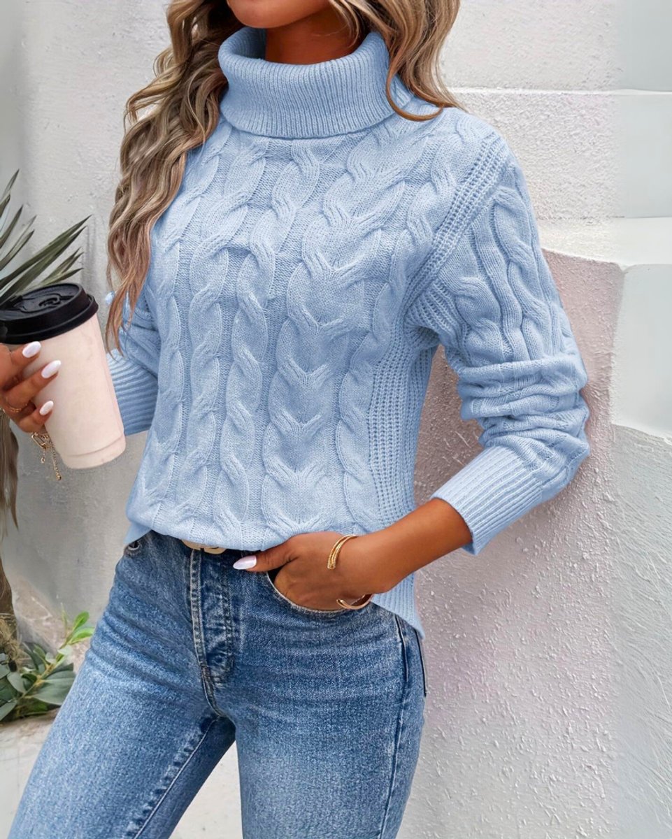 Women's Smart-Casual Chunky Cable Turtleneck Sweater