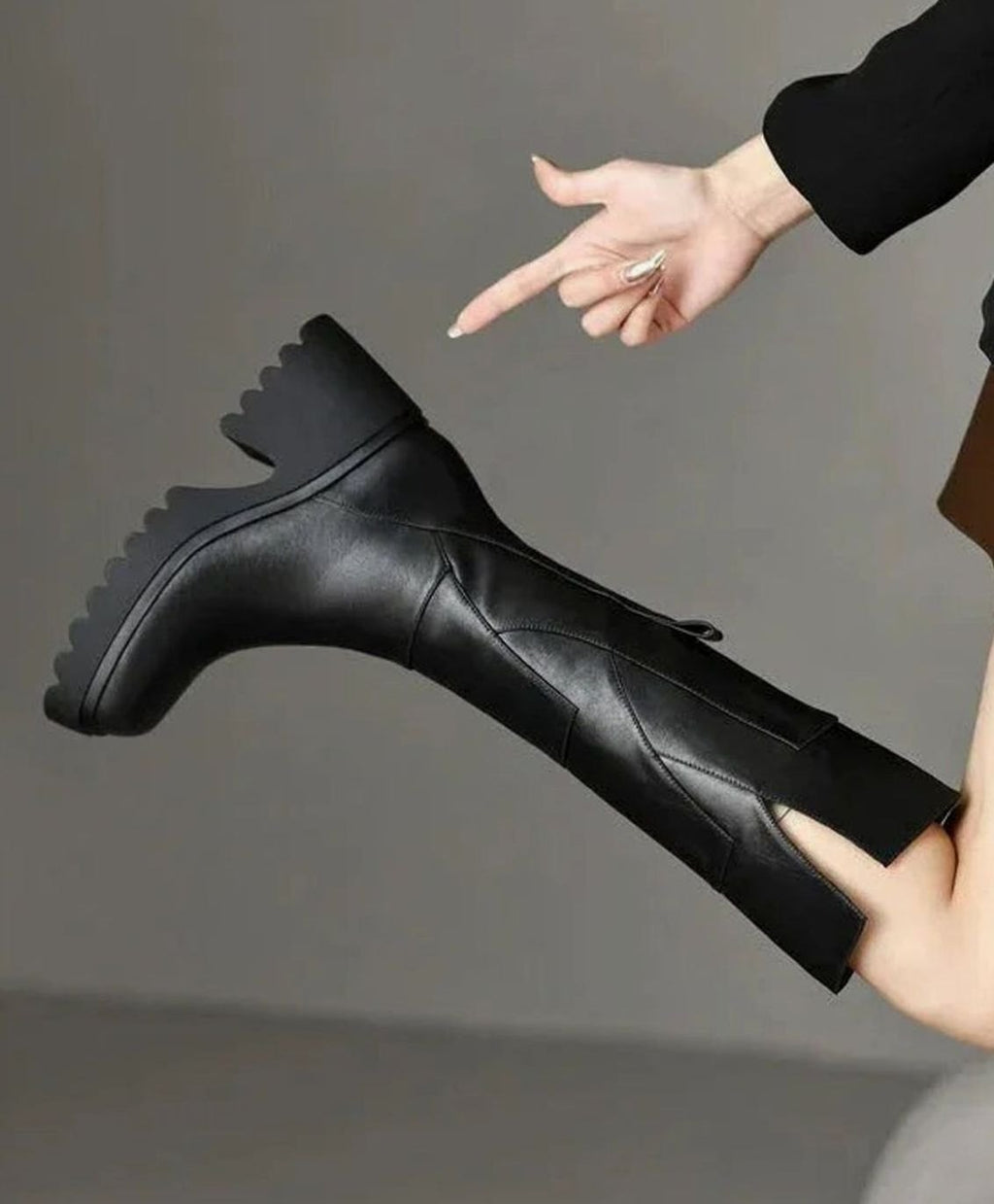 Women's Tall Platform Boots with Chunky Block Heel and Zip Entry