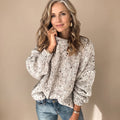 Women's Vintage-Look Speckled Marl Crew Neck Sweater - Beige