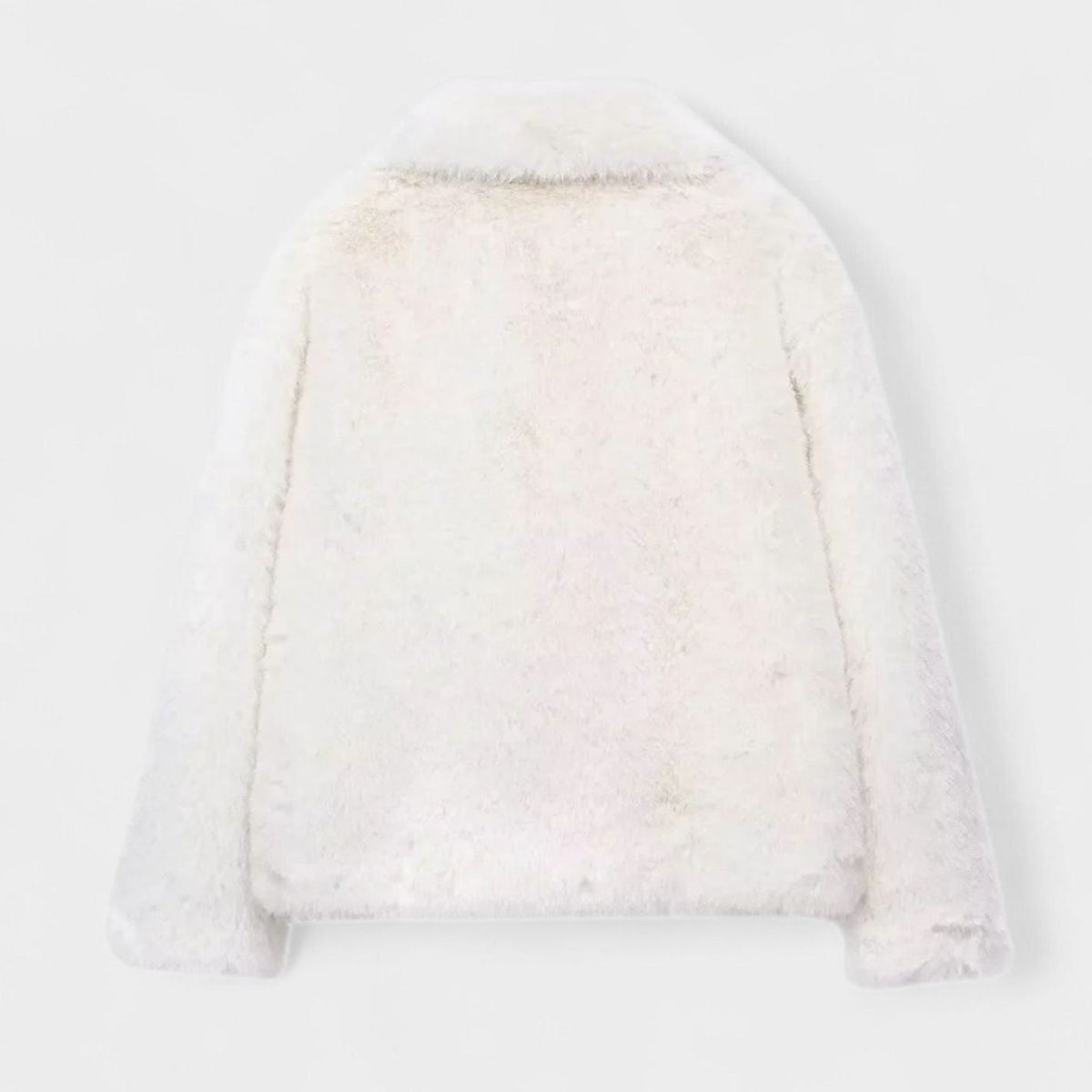 Women's Short Plush Faux Fur Jacket with Face-Framing Collar