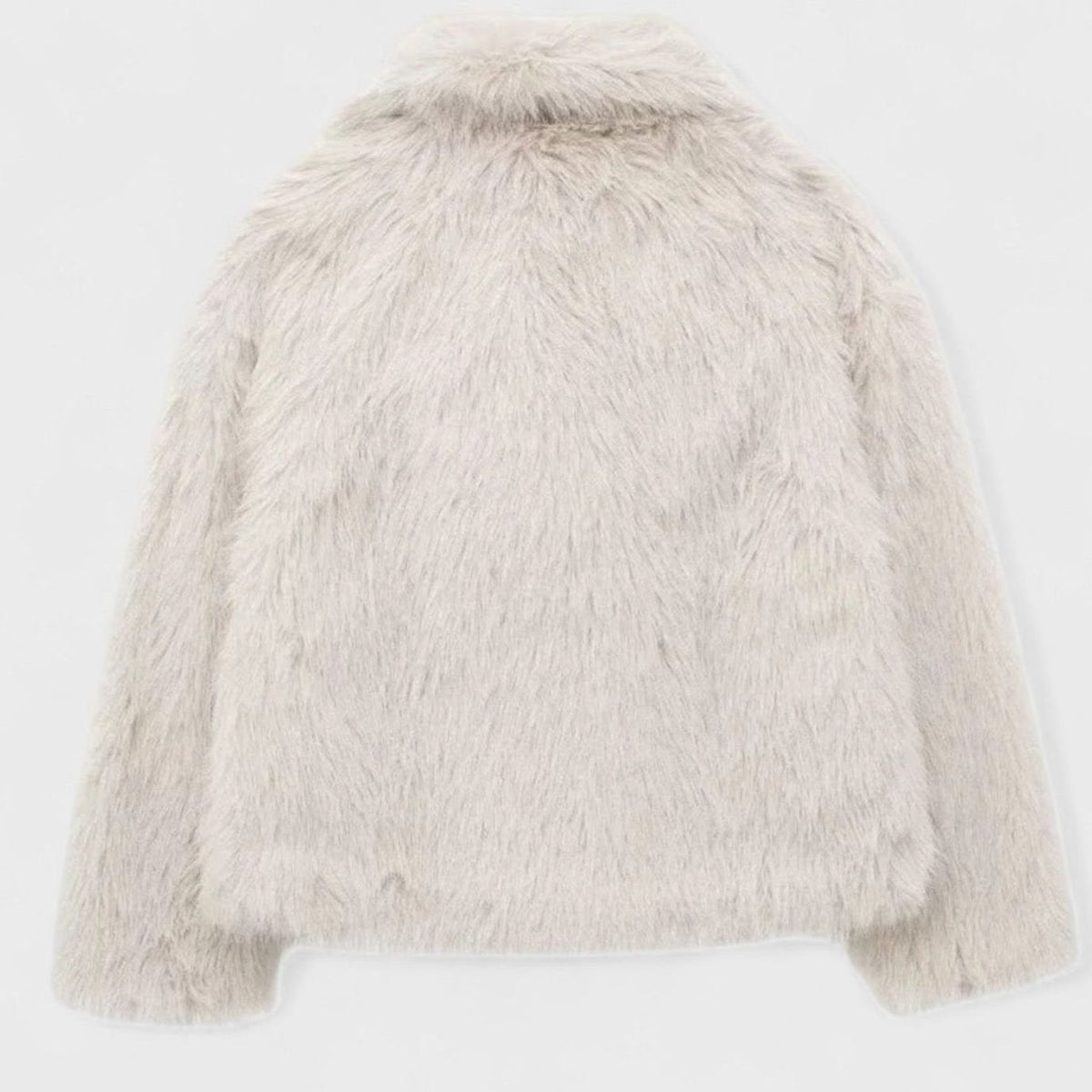 Women's Short Plush Faux Fur Jacket with Face-Framing Collar