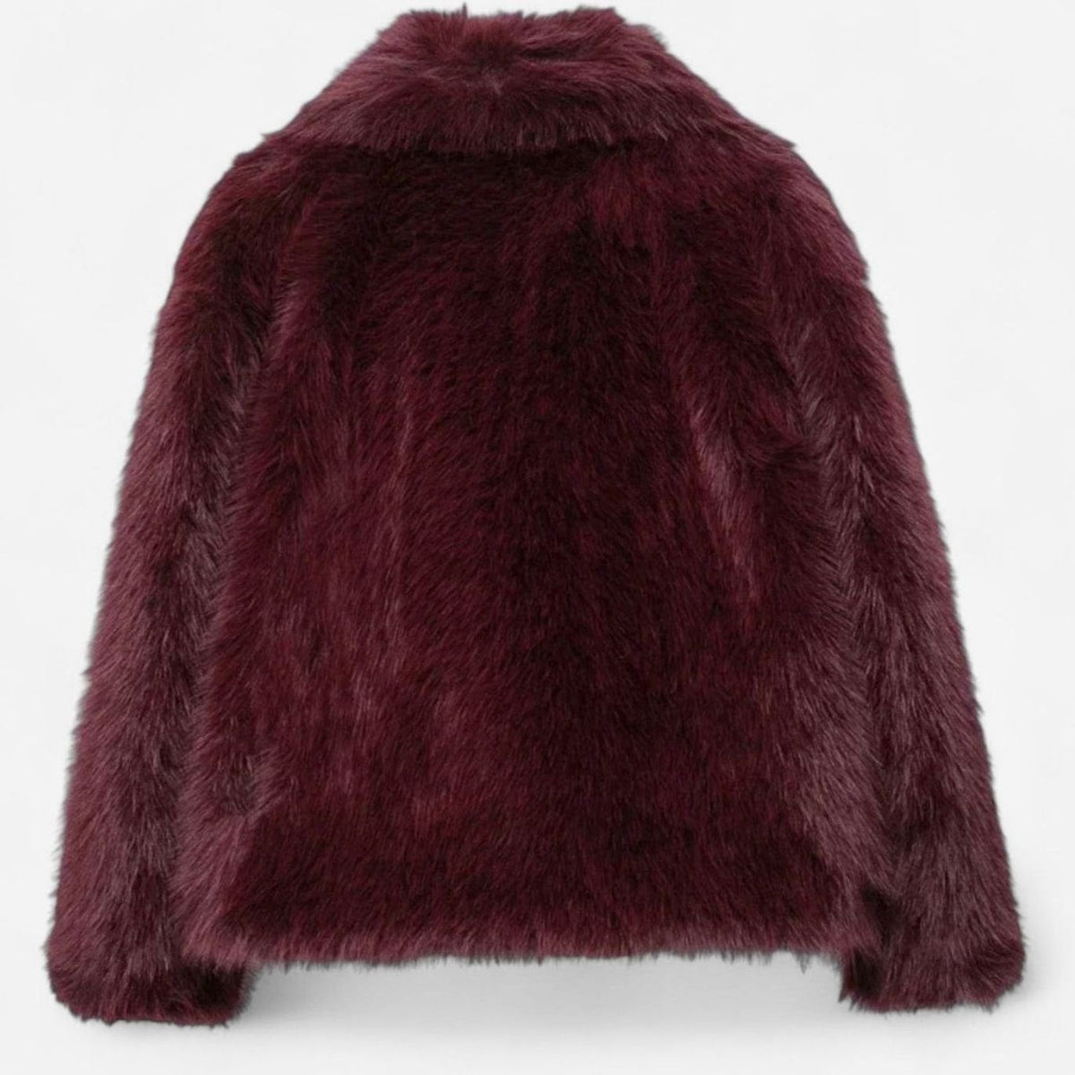 Women's Short Plush Faux Fur Jacket with Face-Framing Collar