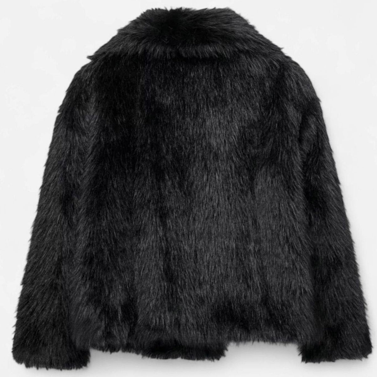 Women's Short Plush Faux Fur Jacket with Face-Framing Collar