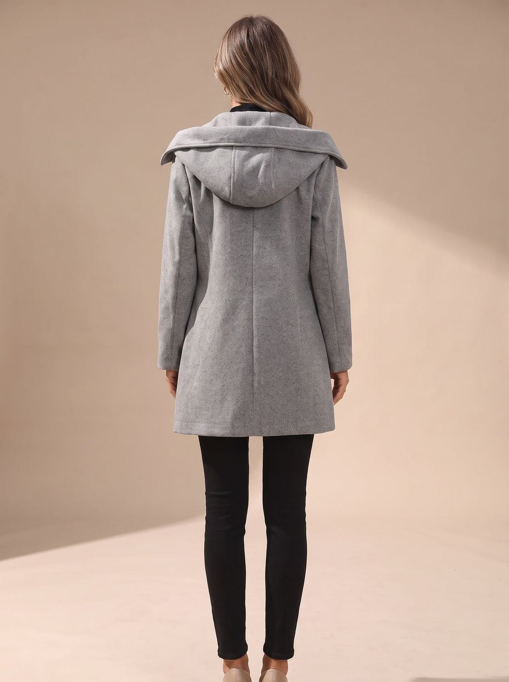 Women's Double-Breasted Wool-Blend Coat with Patch Pockets