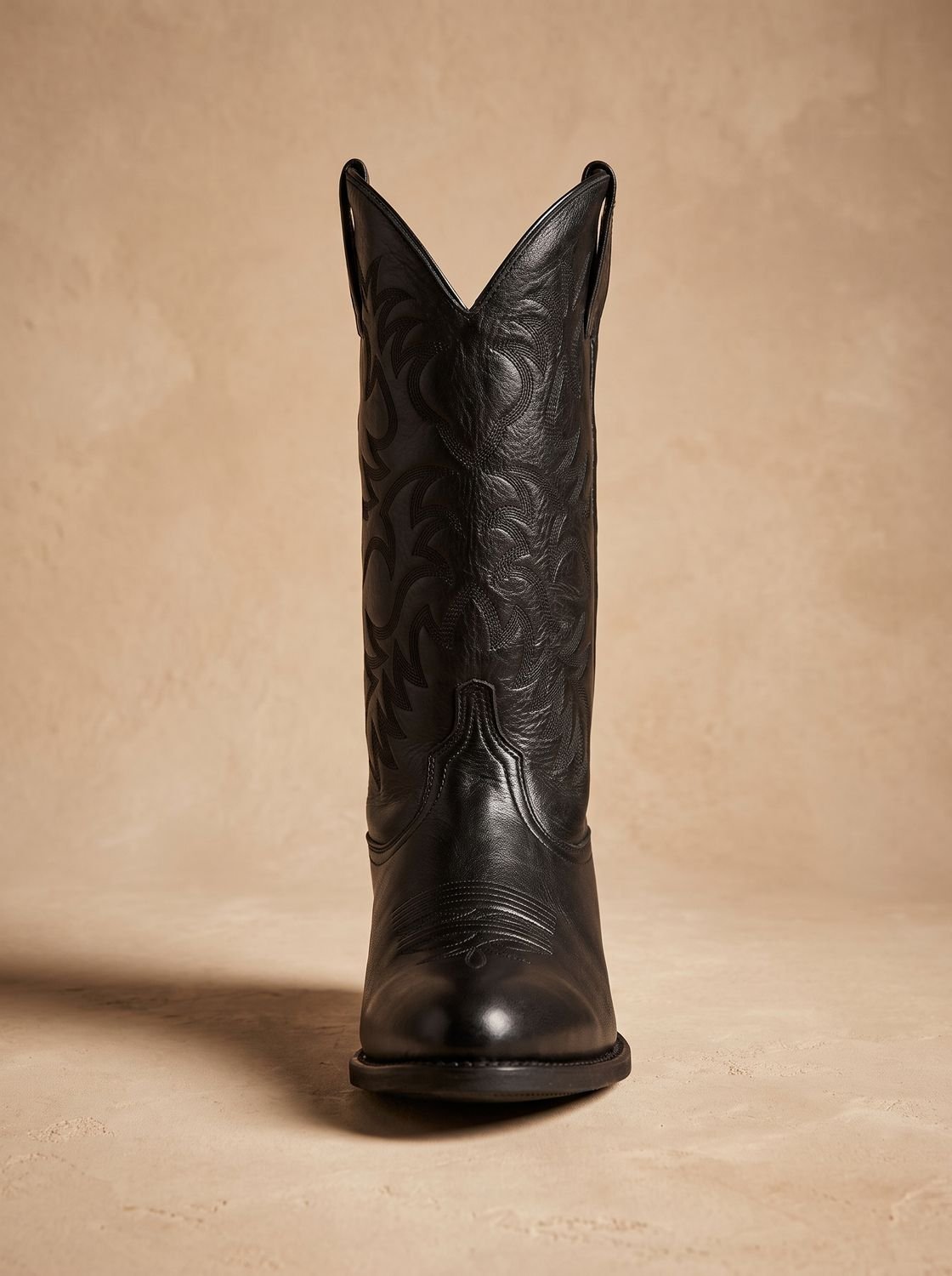 Women's Stacked-Heel Western Boots with Matching-Thread Embroidery