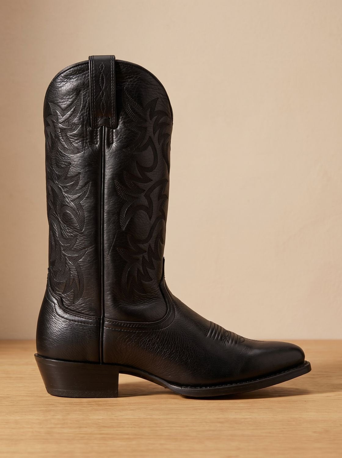 Women's Stacked-Heel Western Boots with Matching-Thread Embroidery