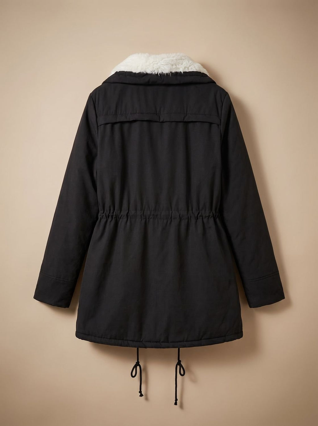 Women's Zip-Front Faux Fur Collar Parka with Adjustable Waist