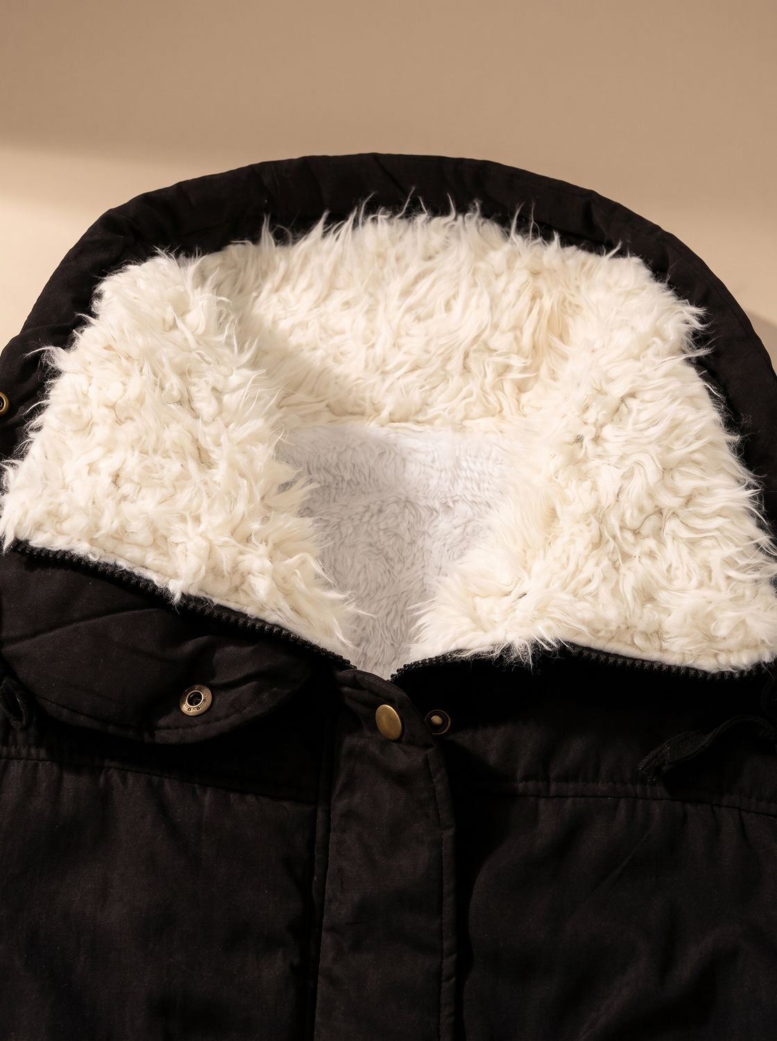 Women's Zip-Front Faux Fur Collar Parka with Adjustable Waist