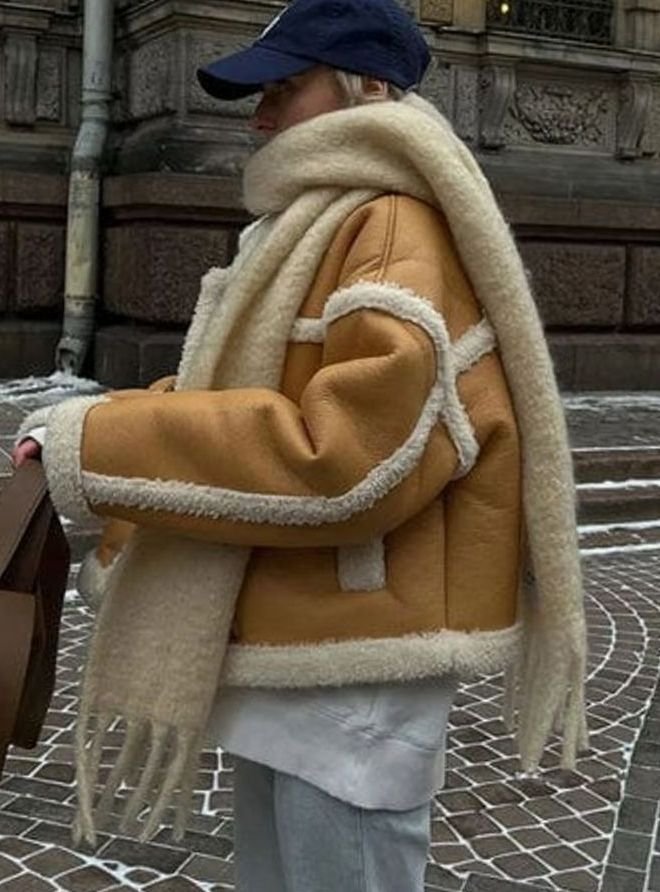 Women's Sherpa-Lined Aviator Jacket with Shearling Collar