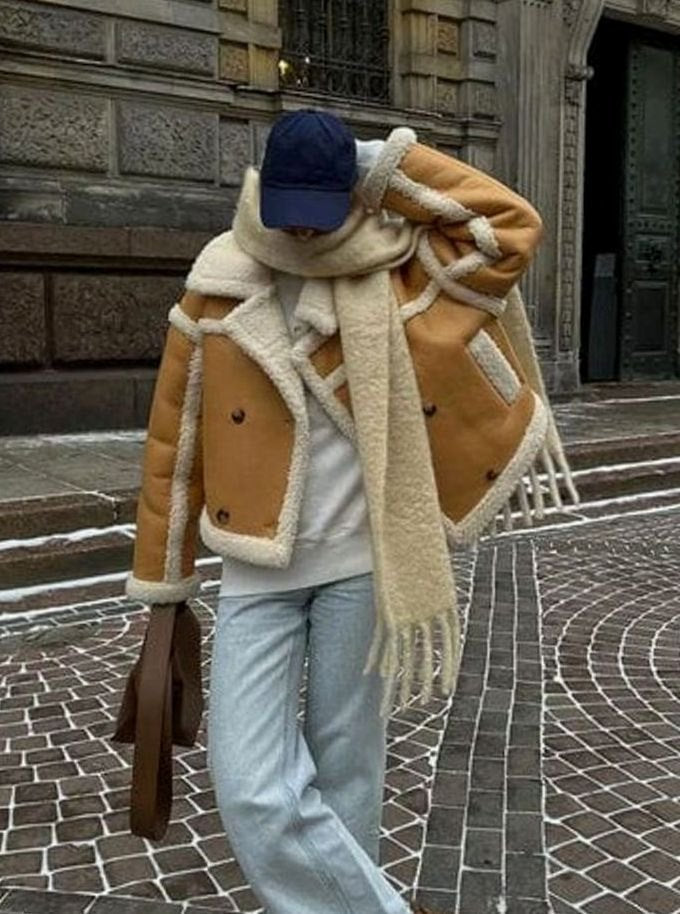 Women's Sherpa-Lined Aviator Jacket with Shearling Collar