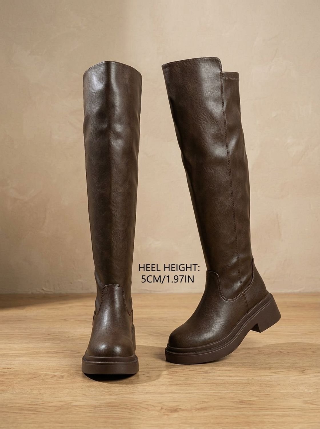 Women's Zip-Up Over-the-Knee Boots on a Chunky Flat Platform