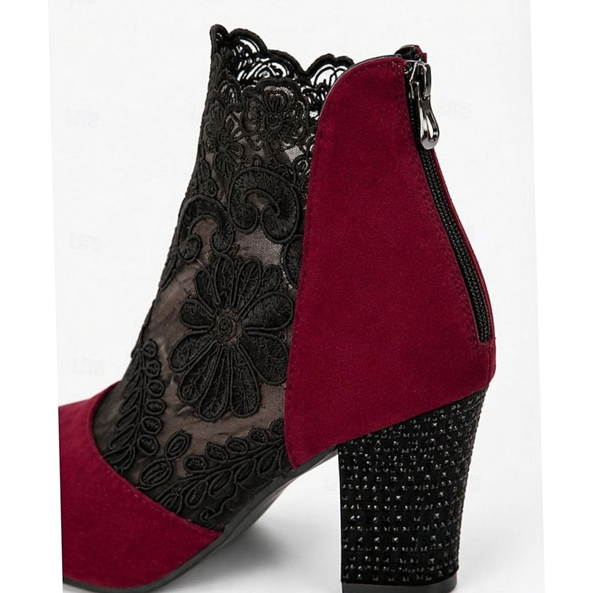 Women's Floral Lace Block Heel Booties for Weddings and Date Nights