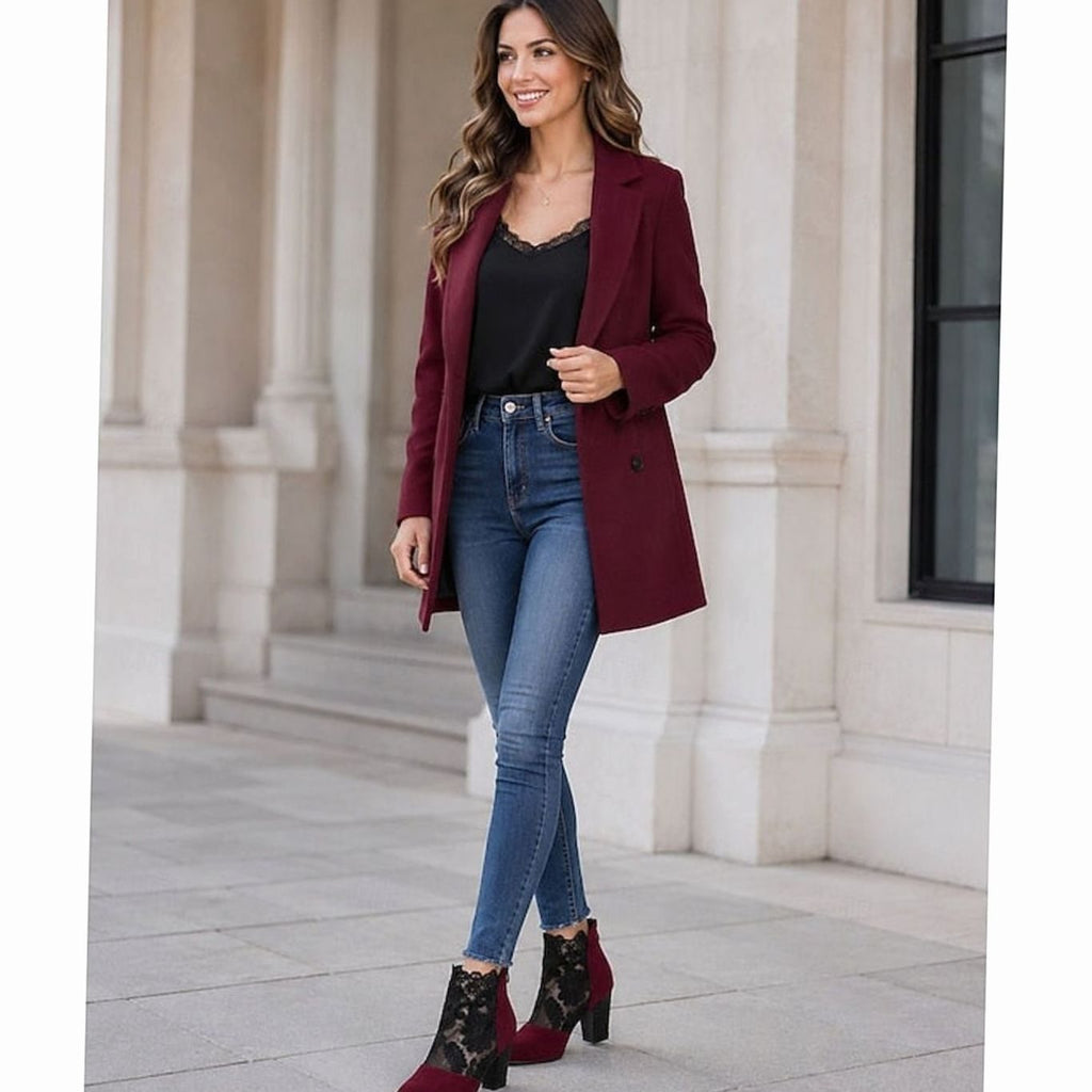Women's Floral Lace Block Heel Booties for Weddings and Date Nights