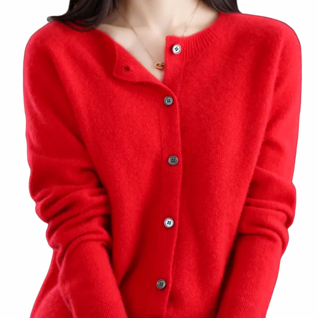 Women's Lightweight Merino Wool Cardigan with Straight Fit