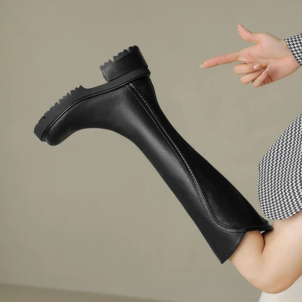 Women's Cushioned Orthopedic Tall Boots in Leather with Lug Sole
