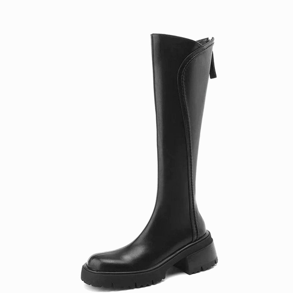 Women's Cushioned Orthopedic Tall Boots in Leather with Lug Sole