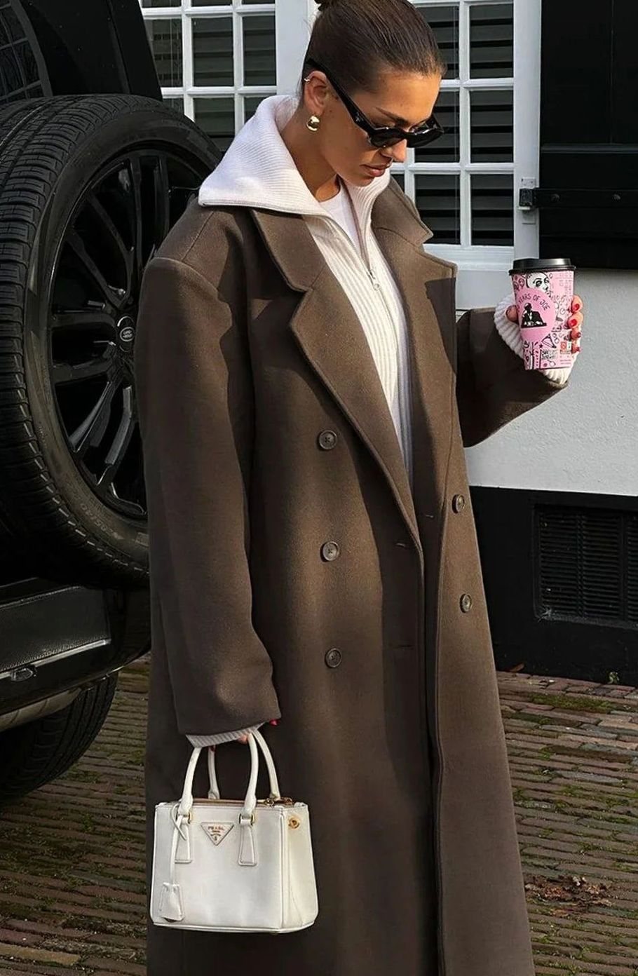 Women's Dramatic Maxi-Length Buttoned Coat with Oversized Fit