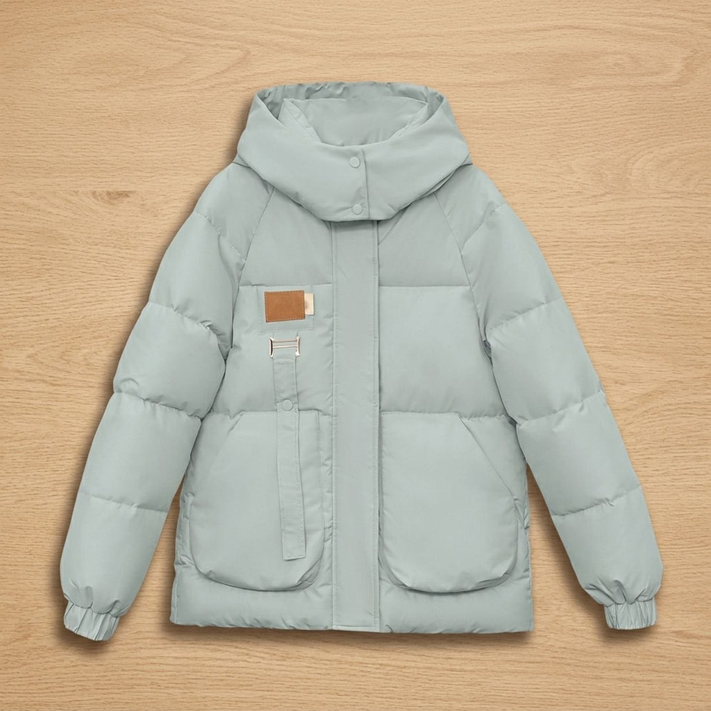 Women's Roomy Water-Resistant Puffer Coat with Fixed Hood