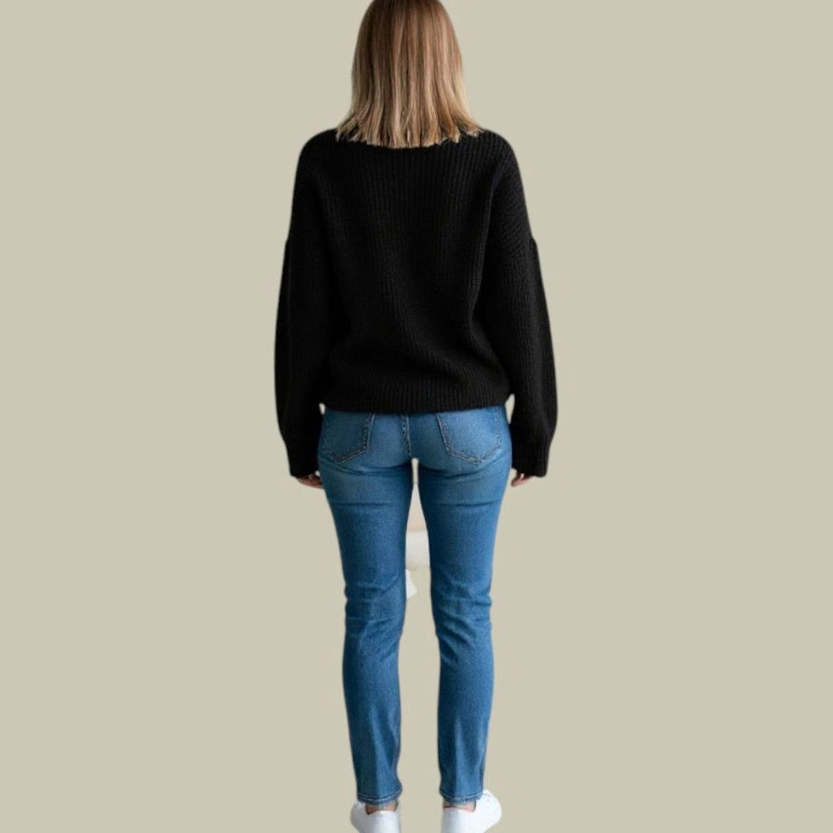 Women's Oversized Turtleneck Tunic Sweater with Slit Hem