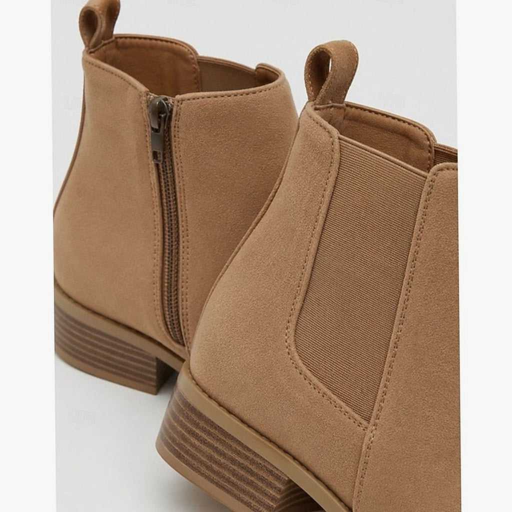 Women's Office-Ready Suede Booties with Pointed Toe and Low Heel
