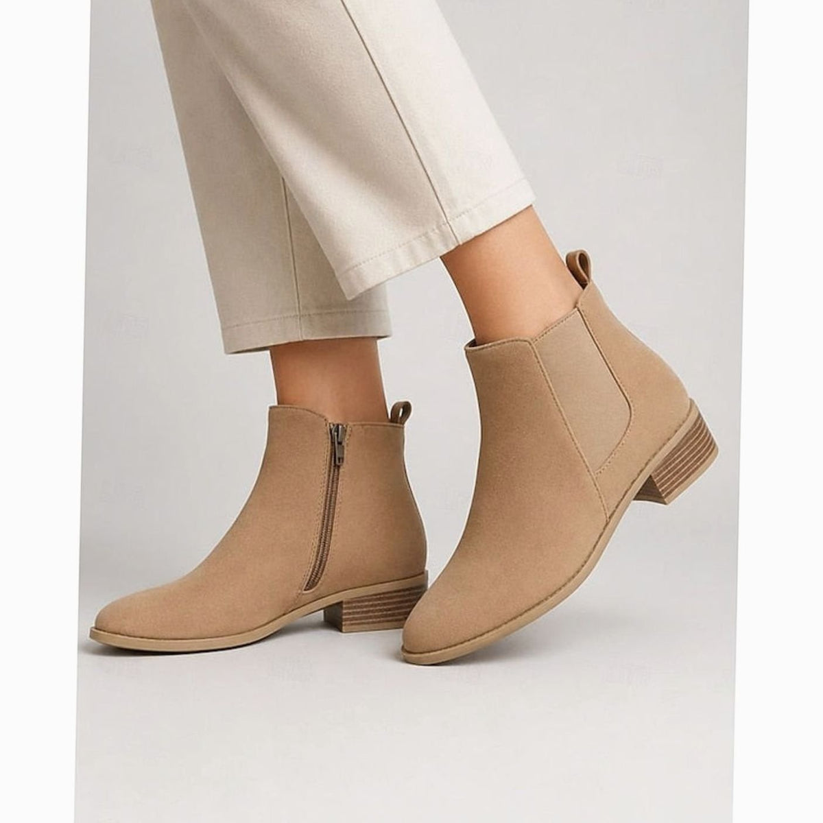 Women's Office-Ready Suede Booties with Pointed Toe and Low Heel