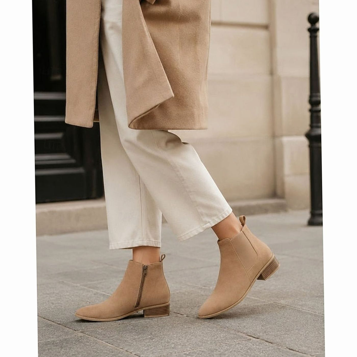 Women's Office-Ready Suede Booties with Pointed Toe and Low Heel