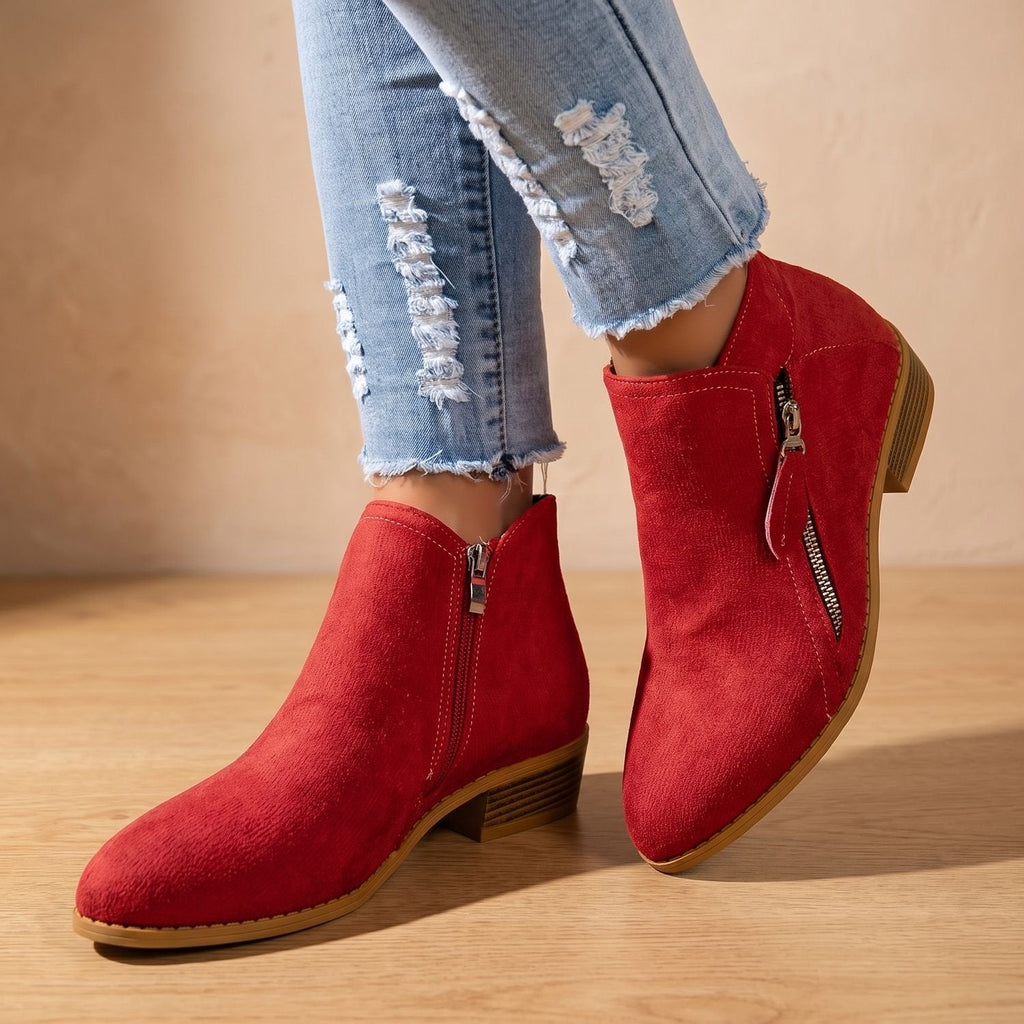 Women's Arch-Contoured Faux Suede Booties with Roomy Toe Box