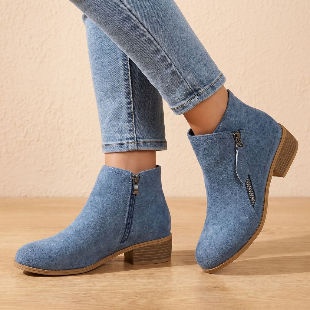 Women's Arch-Contoured Faux Suede Booties with Roomy Toe Box